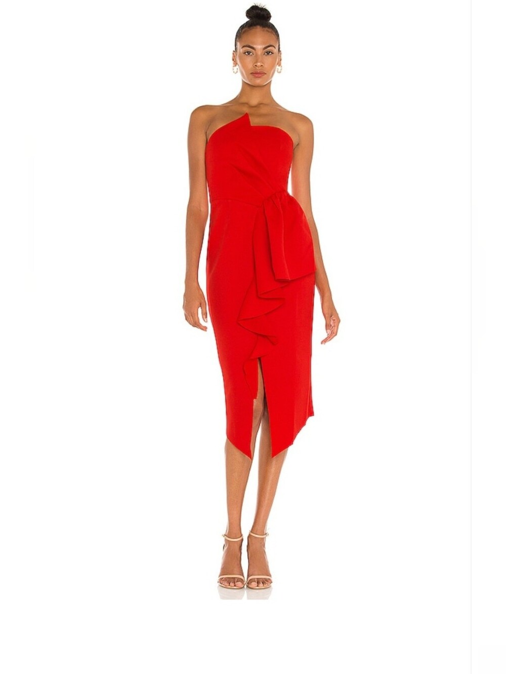 Elliatt Reception Dress Red Strapless Midi Dress